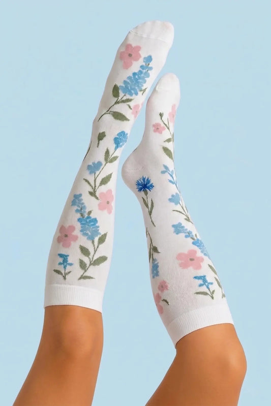 Calcetines de compresión Blancos con Flores