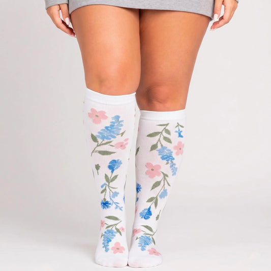 Calcetines de compresión Blancos con Flores